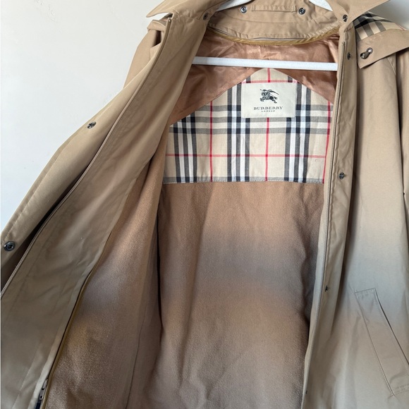 Vintage Burberrys Coat unisex Tan Hooded Lined Jacket Wool with Iconic Plaid - Picture 4 of 10